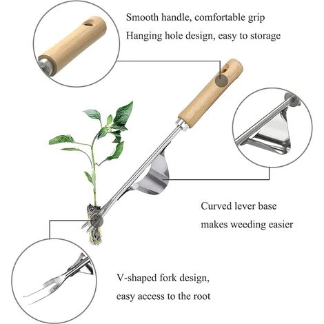 LLOVE Désherbeur Manuel 2 Pièces Désherbeur Manuel Avec Bois Outil De Désherbage En Acier Inoxydable Outil De Désherbage Pour Creuser Le Jardin 5 LLOVE Désherbeur Manuel 2 Pièces Désherbeur Manuel Avec Bois Outil De Désherbage En Acier Inoxydable Outil De Désherbage Pour Creuser Le Jardin – Image 5