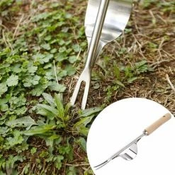 Ensoleillé Désherbeur Manuel Garden Outil De Désherbage En Acier Inoxydable Avec Poignée Bois Outil De Jardinage Pour Désherber Votre Jardin 32cm De Long 1 Pièce -Outil pour désherber Soldes 64882643 3