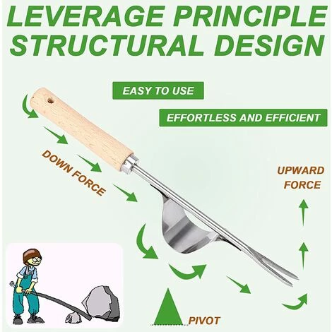 Désherbeur Manuel En Acier Inoxydable, 2Pièces Désherbeur à Main Jardin Désherbage En Forme De Y Extracteur Avec Manche En Bois, Pour Désherbage Repiquage Plantation Outil De Fourche Jardinage 56Vingt 4 Désherbeur Manuel En Acier Inoxydable, 2Pièces Désherbeur à Main Jardin Désherbage En Forme De Y Extracteur Avec Manche En Bois, Pour Désherbage Repiquage Plantation Outil De Fourche Jardinage 56Vingt – Image 4