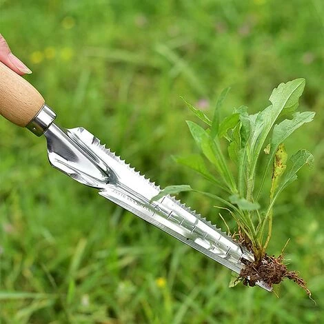 AOUGO Outil Gouge De Désherbage En Acier Inoxydable Avec Poignée En Bois, 33.5cmx3cm Désherbeur Manuel Pour Jardin Désherbage 4 AOUGO Outil Gouge De Désherbage En Acier Inoxydable Avec Poignée En Bois, 33.5cmx3cm Désherbeur Manuel Pour Jardin Désherbage – Image 4