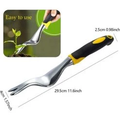AOUGO Outil De Désherbage Manuel De Jardin, Extracteur De Mauvaises Herbes Manuel En Acier Inoxydable Avec Poignée En Bois Naturel, Outils D'extraction En Alliage D'aluminium Pour Jardin -Outil pour désherber Soldes 65393870 4