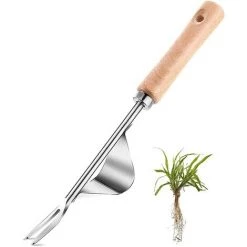 OSQI Outil De Désherbage Manuel, Utilisez Un Manche En Bois Massif Et Une Bouche De Pelle En Acier Inoxydable En Forme De Y, Outils De Désherbage Pour La Transplantation De Terres Agricoles De Pelouse De Jardin (1)