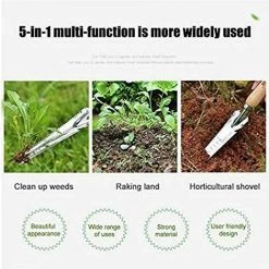 AOUGO Pelle De Désherbage De Jardin Coupe-main En Acier Inoxydable Manche En Bois Creuser Repiquage Outils De Désherbage Herbe Extracteur De Mauvaises Herbes -Outil pour désherber Soldes 65871076 5