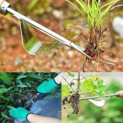 Cisea Outil De Désherbage Manuel, Utilisez Un Manche En Bois Massif Et Une Bouche De Pelle En Acier Inoxydable En Forme De Y, Outils De Désherbage Pour La Transplantation De Terres Agricoles De Pelouse De Jardin (1) -Outil pour désherber Soldes 66375177 4