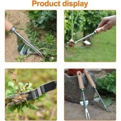 Désherbeur Manuel Outil Gouge De Désherbage En Acier Inoxydable Avec Poignée Bois Outil De Désherbage Du Jardin 31*14.5cm Adélala -Outil pour désherber Soldes 66379453 3