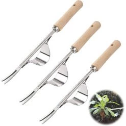Désherbeur à Main En Acier Inoxydable Extracteur De Mauvaises Herbes Manuel Outil De Désherbage De Jardin Désherbeur De Jardin Avec Poignée Pour Désherber Éliminer Les Pissenlits 30,5cm 3 Pièces,Yeurié