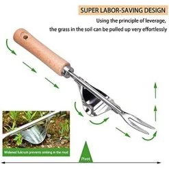 OCXIN Désherbeur De Quai Avec Poignée En Acier Inoxydable Désherbeur De Jardin Désherbeur Manuel Avec Manche En Bois Désherbeur Manuel Outil De Jardin Pour Creuser, Désherber, Desserrer, Cadeau Pour Les Jardiniers Jardiniers (2 Ensembles) -Outil pour désherber Soldes 66860771 4