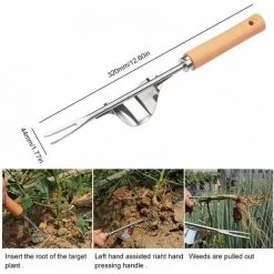LIFCAUSAL Outil De Désherbage à Main Portable Outil De Déracinement Désherbeur D'herbe Extracteur De Mauvaises Herbes Outils De Désherbage De Jardin Avec Manche En Bois Ergonomique Jardin Pelouse Terres Agricoles Greffe Jardinage Outils De Bonsaï -Outil pour désherber Soldes 67359632 3
