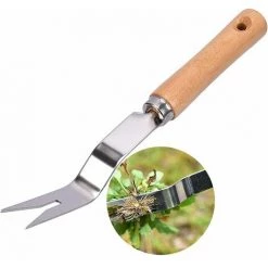 Désherbage Avec Poignée Bois Désherbeur En Acier Inoxydable De Jardin Extracteur De Mauvaises Herbes Désherbeur à Main En Acier Inoxydable Désherbeur Manuel Pour Pelouse De Jardin 28 Cm X 2,3 Cm,Tanètue