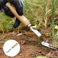 Désherbage Avec Poignée Bois Désherbeur En Acier Inoxydable De Jardin Extracteur De Mauvaises Herbes Désherbeur à Main En Acier Inoxydable Désherbeur Manuel Pour Pelouse De Jardin 28 Cm X 2,3 Cm,Tanètue -Outil pour désherber Soldes 67651507 5