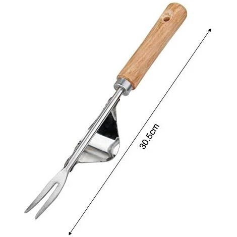AOUGO Outil à Main Manuel De Jardin D'extracteur D'herbe De Manche En Bois D'acier Inoxydable De Tueur De Mauvaises Herbes Manuel Pour Le Creusement De Désherbage De Greffe 2 AOUGO Outil à Main Manuel De Jardin D'extracteur D'herbe De Manche En Bois D'acier Inoxydable De Tueur De Mauvaises Herbes Manuel Pour Le Creusement De Désherbage De Greffe – Image 2