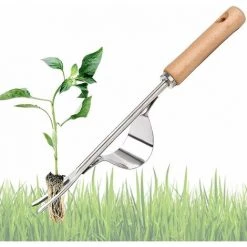 QERSTA Désherbeur Manuel En Acier Inoxydable Avec Outil De Manche En Bois Utilisé Pour Le Désherbage Rapide Des Sols Et Des Jardins Y-Shape Manuelle Désherbage Racine Fourche